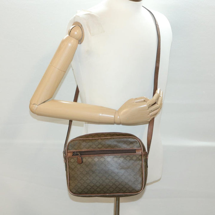 Celine Macadam Canvas Shoulder Bag PVC Leather Beige  37414