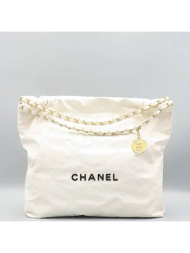 AS3260 White Leather 22 Small Gold Metal Chain Shoulder Bag Chanel