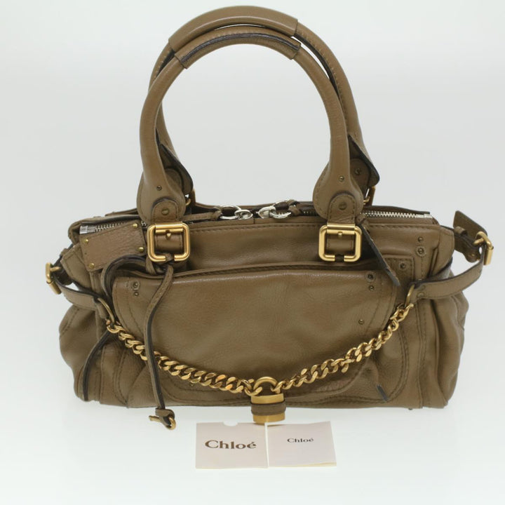 Chloe Hand Bag Leather Gray 37541