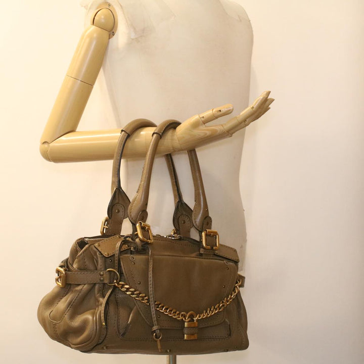 Chloe Hand Bag Leather Gray 37541