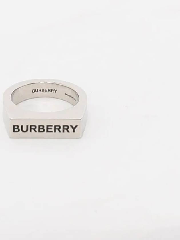 Burberry Engraved Palladium Plated Signet Ring Silver