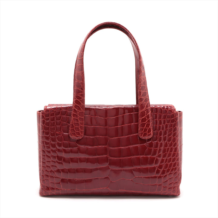 Top Quality Chanel Coco Crocodile Tote Bag Red Silver G  9th