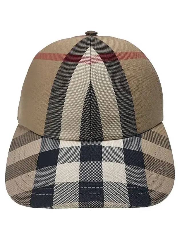 Burberry Embroidered Logo Check Cotton Ball Cap Beige