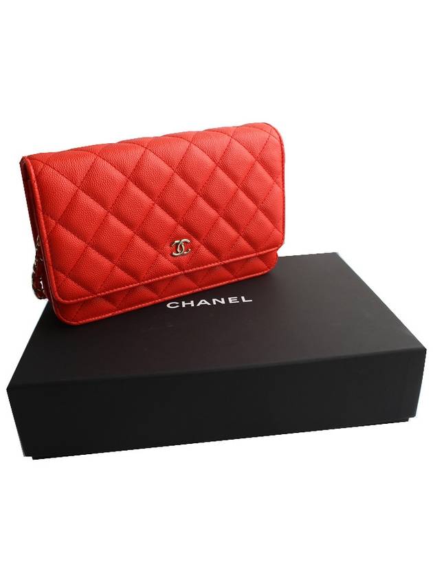 WOC Red Orange Caviar Silver Mini Cross 27th Division Chanel