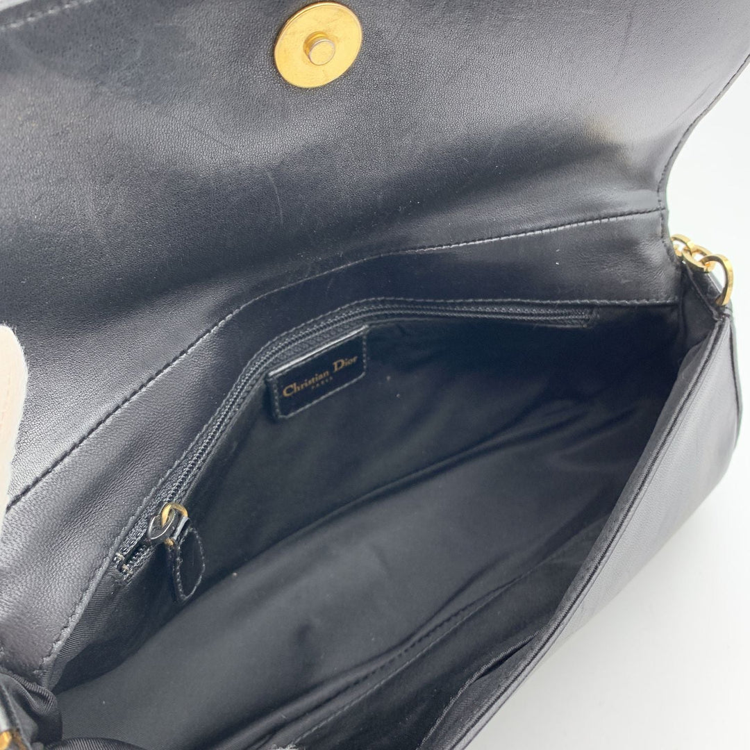 CHRISTIAN Top quality Dior Black Perforated Leather Cannage Chain Shoulder Bag