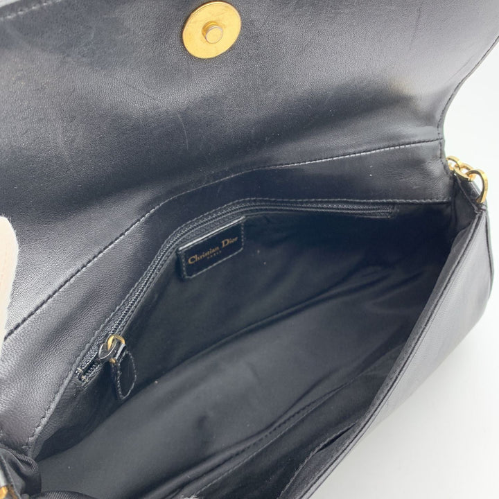 CHRISTIAN Top quality Dior Black Perforated Leather Cannage Chain Shoulder Bag