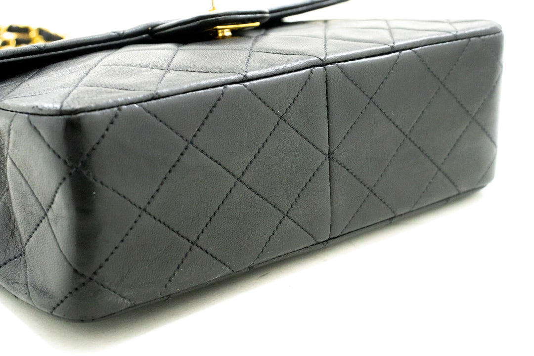 Chanel Mini Square Small Chain Shoulder Bag Crossbody Black Lamb