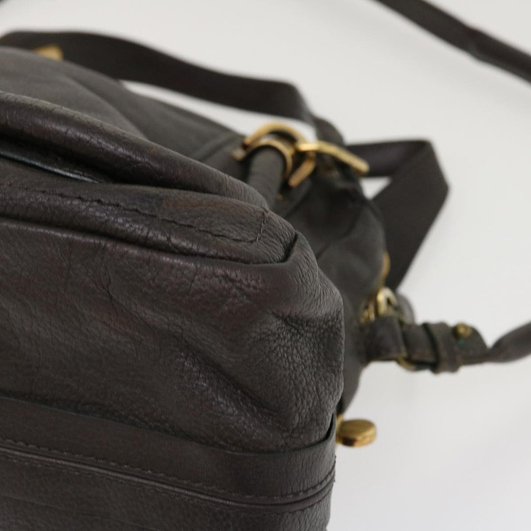 Chloe Paraty Hand Bag Leather 2way Gray 02-11-50 37966