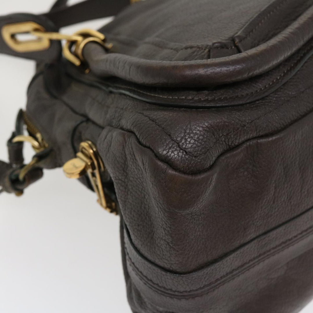 Chloe Paraty Hand Bag Leather 2way Gray 02-11-50 37966
