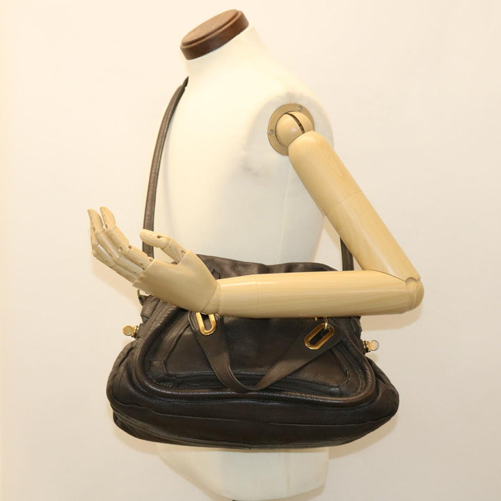 Chloe Paraty Hand Bag Leather 2way Gray 02-11-50 37966