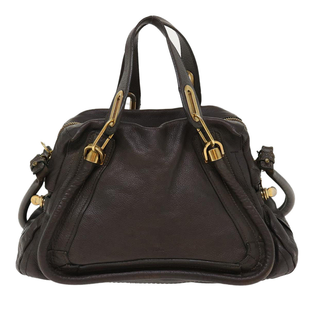 Chloe Paraty Hand Bag Leather 2way Gray 02-11-50 37966