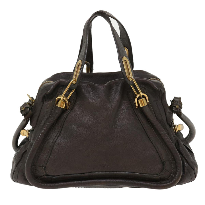 Chloe Paraty Hand Bag Leather 2way Gray 02-11-50 37966