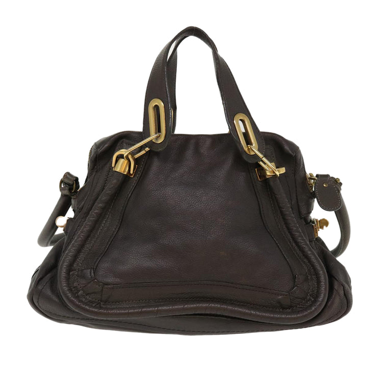 Chloe Paraty Hand Bag Leather 2way Gray 02-11-50 37966