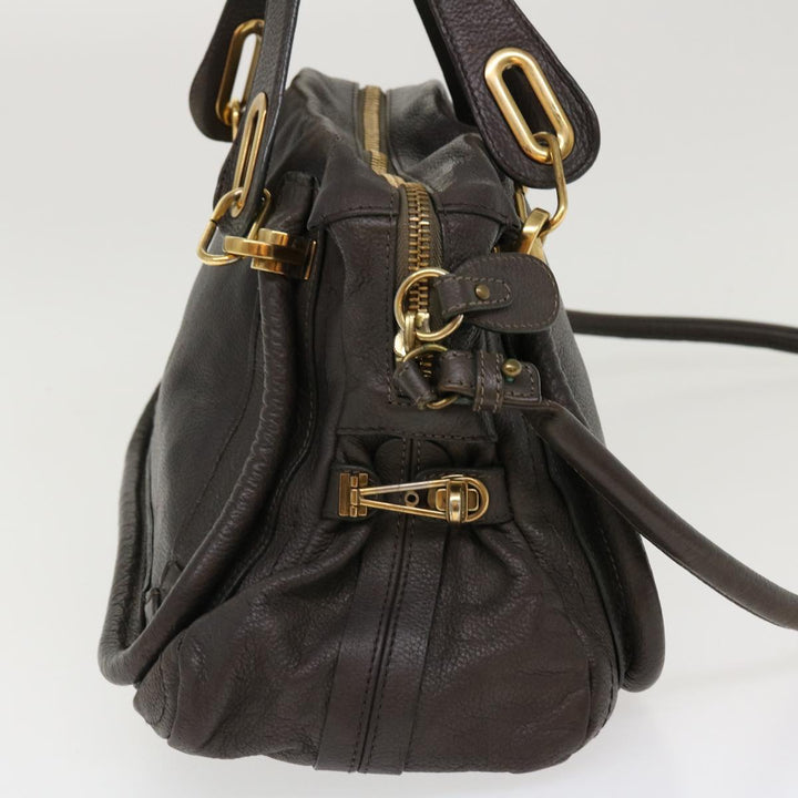 Chloe Paraty Hand Bag Leather 2way Gray 02-11-50 37966