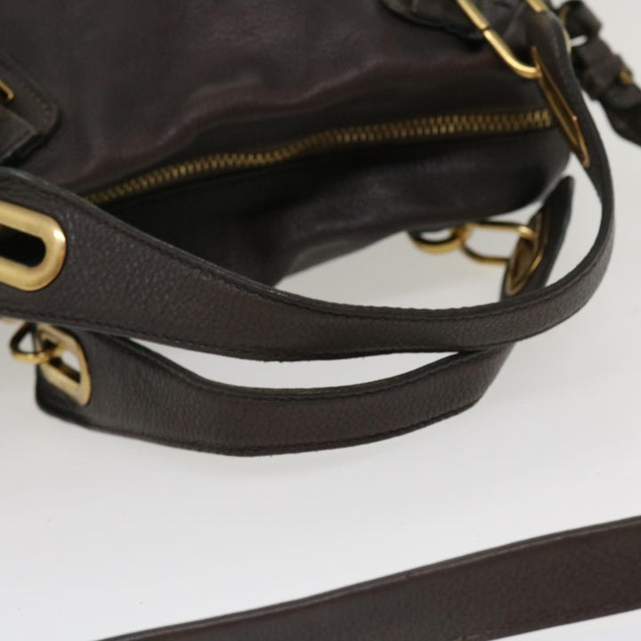 Chloe Paraty Hand Bag Leather 2way Gray 02-11-50 37966