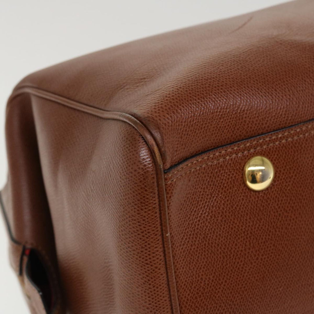 Celine Boston Bag Leather 2way Brown  37996