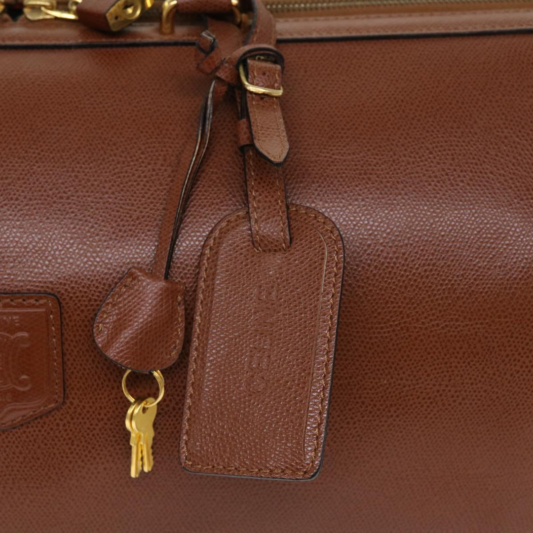 Celine Boston Bag Leather 2way Brown  37996