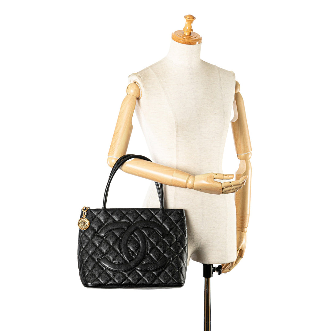 Chanel Caviar Medallion Tote Black