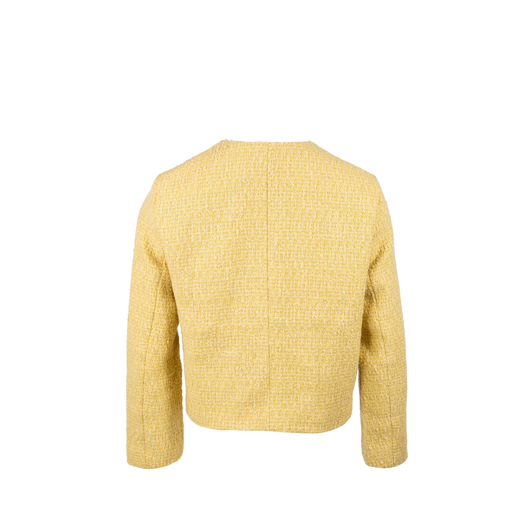 Top Quality Celine Size 38 boucle chasseur tweed jacket wool/cotton yellow