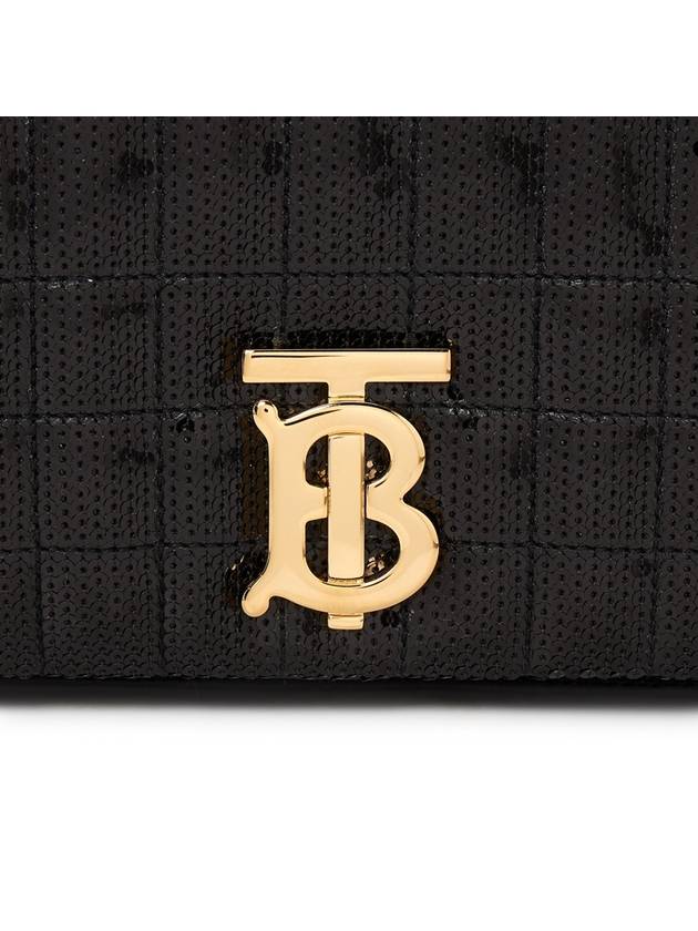 Burberry Lola Sequin Quilted Leather Small Shoulder Bag Black