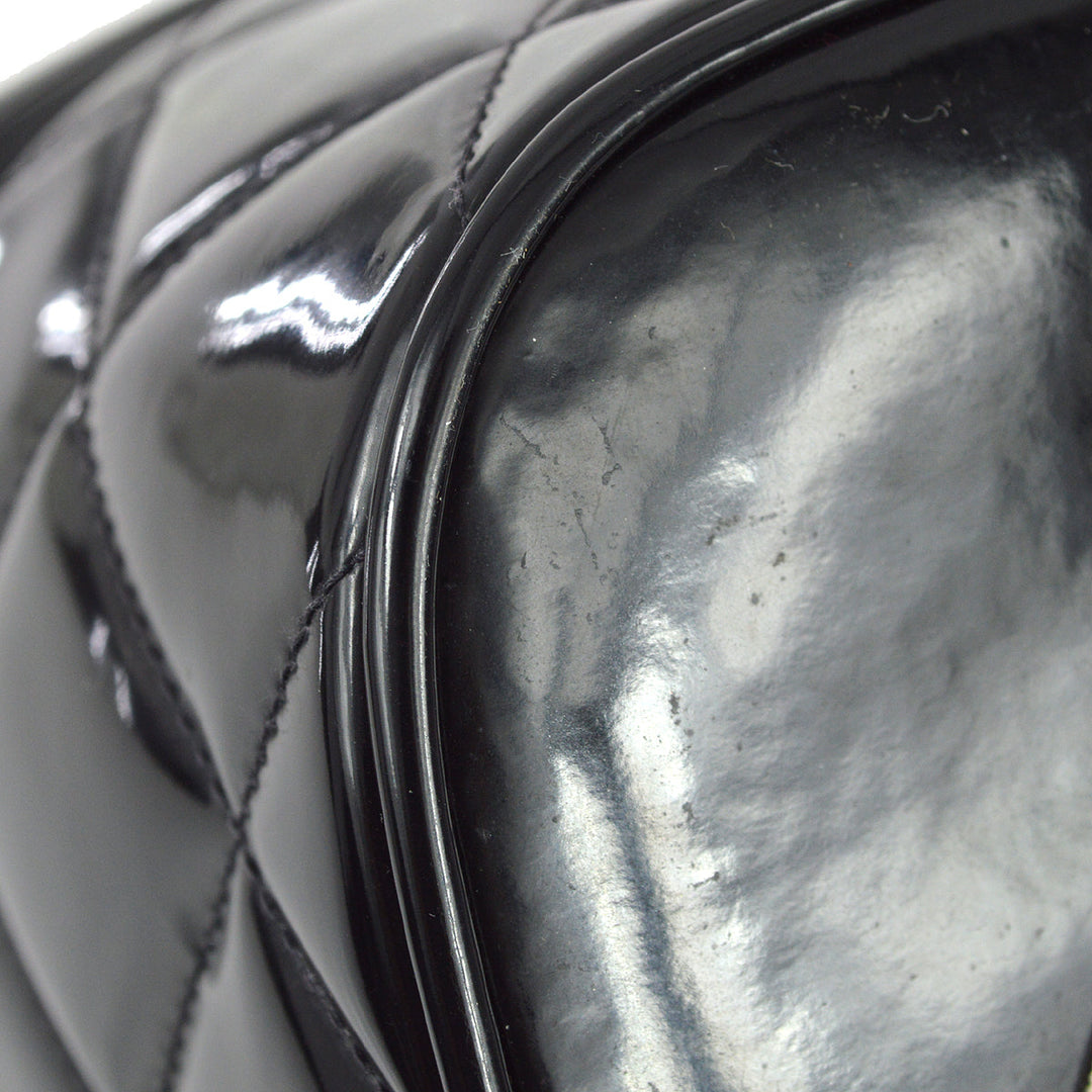 Top Quality Chanel 1994-1996 Black Patent Leather Heart Mirror Vanity Handbag