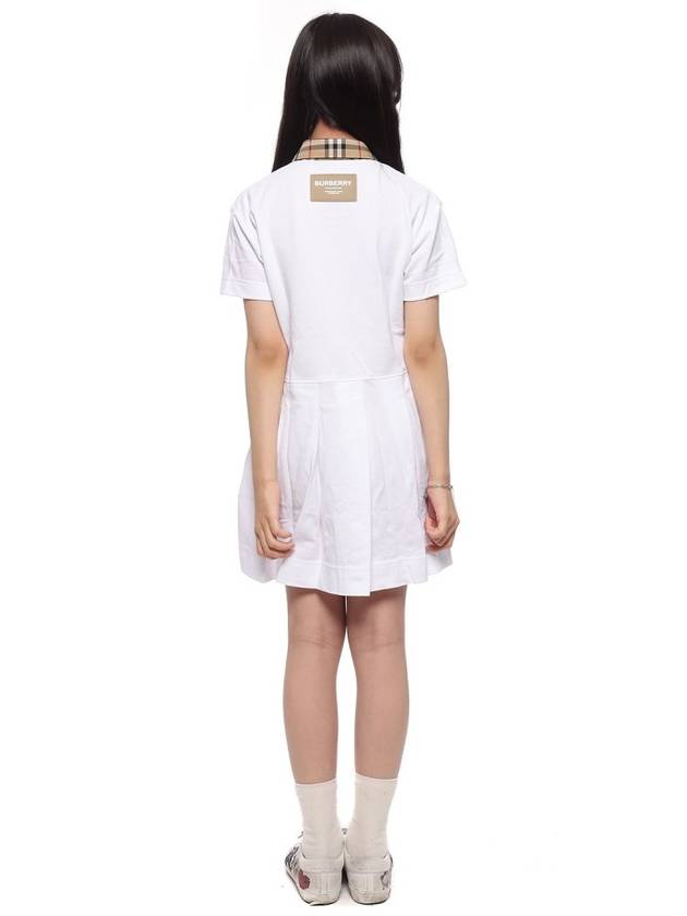 Burberry Kids Collar Check Polo Dress White