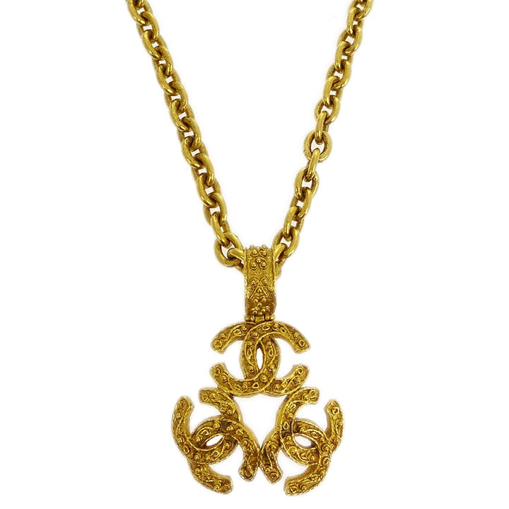 Top Quality Chanel 1994 Filigree Triple CC Gold Necklace
