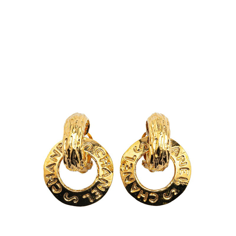Top Quality Chanel Vintage Logo Round Swing Earrings Gold