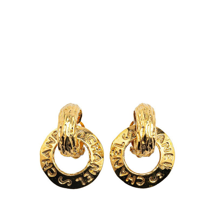 Top Quality Chanel Vintage Logo Round Swing Earrings Gold