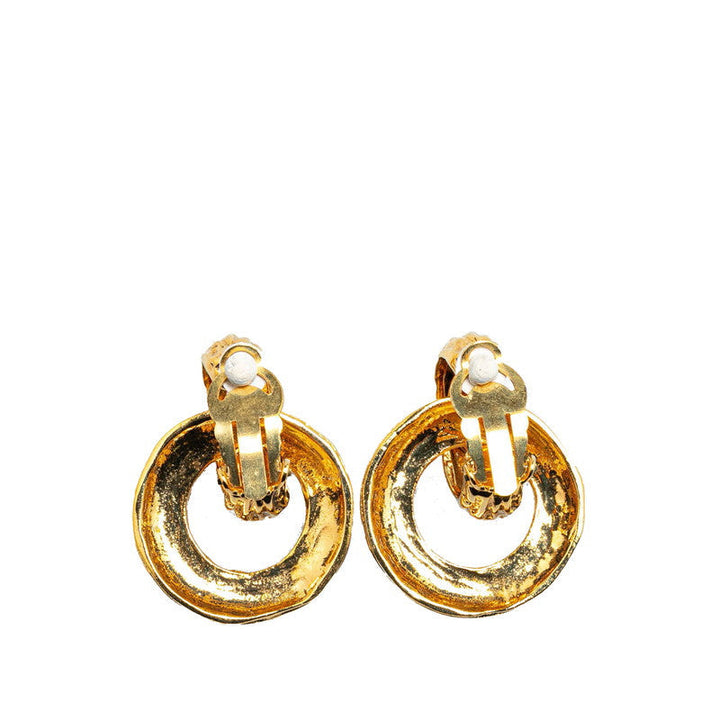 Top Quality Chanel Vintage Logo Round Swing Earrings Gold