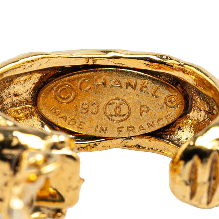 Top Quality Chanel Vintage Logo Round Swing Earrings Gold