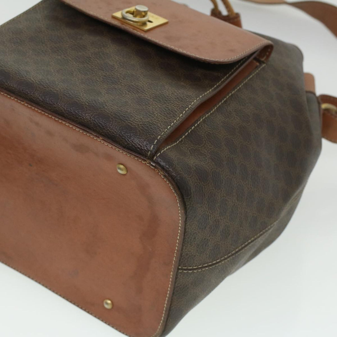 Celine Macadam Canvas Shoulder Bag PVC Leather Brown  38054