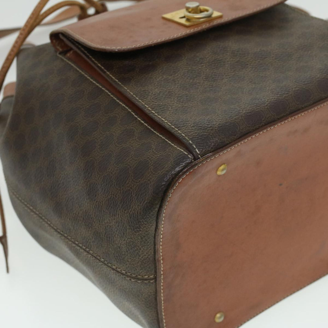 Celine Macadam Canvas Shoulder Bag PVC Leather Brown  38054