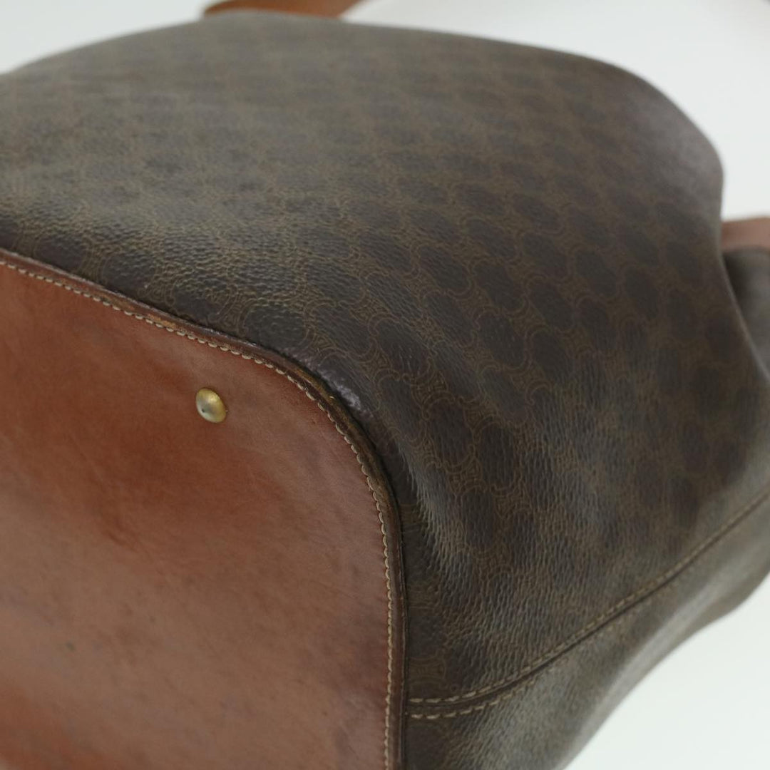 Celine Macadam Canvas Shoulder Bag PVC Leather Brown  38054