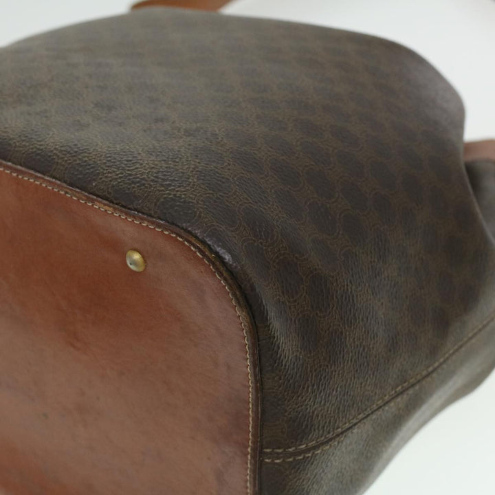 Celine Macadam Canvas Shoulder Bag PVC Leather Brown  38054