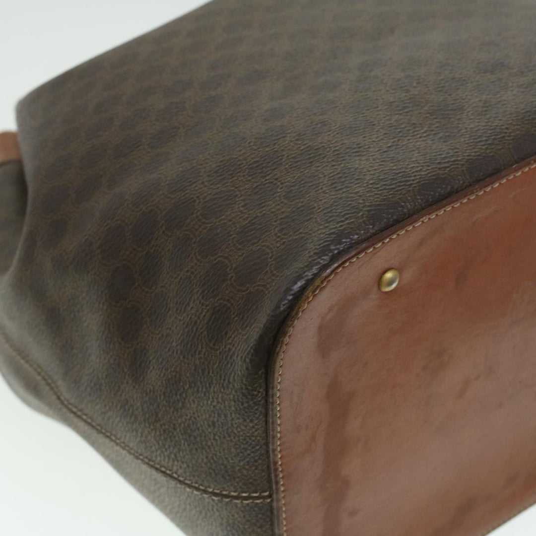 Celine Macadam Canvas Shoulder Bag PVC Leather Brown  38054