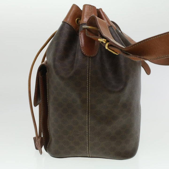 Celine Macadam Canvas Shoulder Bag PVC Leather Brown  38054