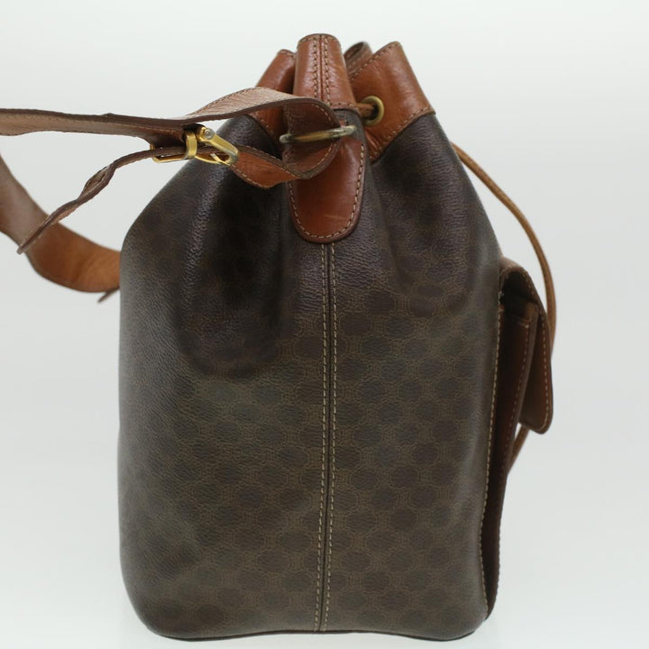 Celine Macadam Canvas Shoulder Bag PVC Leather Brown  38054