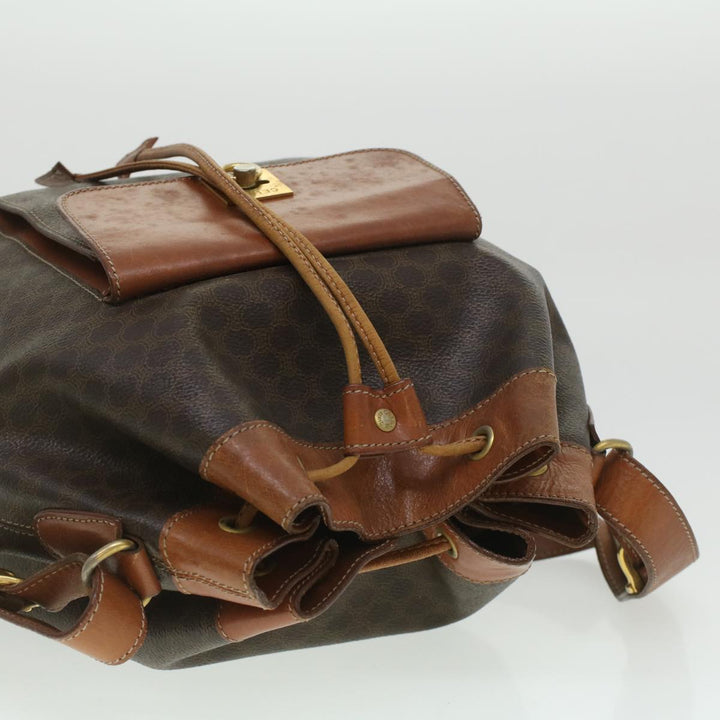 Celine Macadam Canvas Shoulder Bag PVC Leather Brown  38054