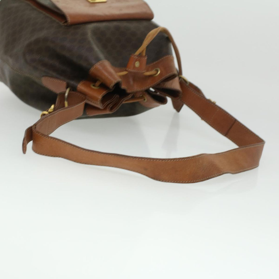 Celine Macadam Canvas Shoulder Bag PVC Leather Brown  38054