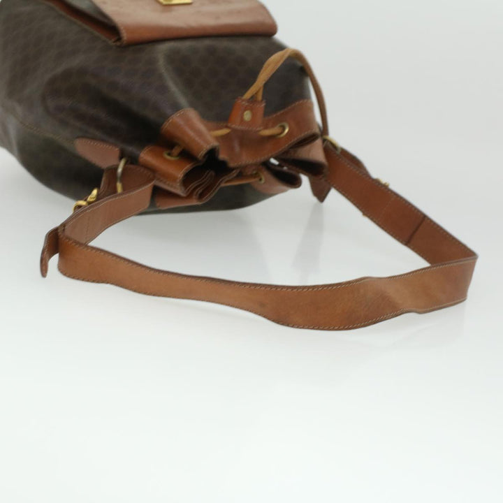 Celine Macadam Canvas Shoulder Bag PVC Leather Brown  38054