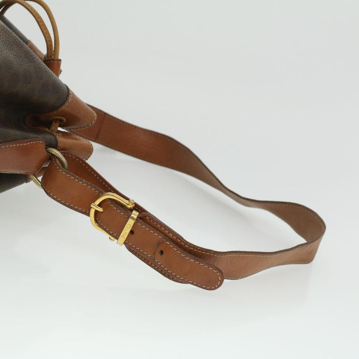 Celine Macadam Canvas Shoulder Bag PVC Leather Brown  38054