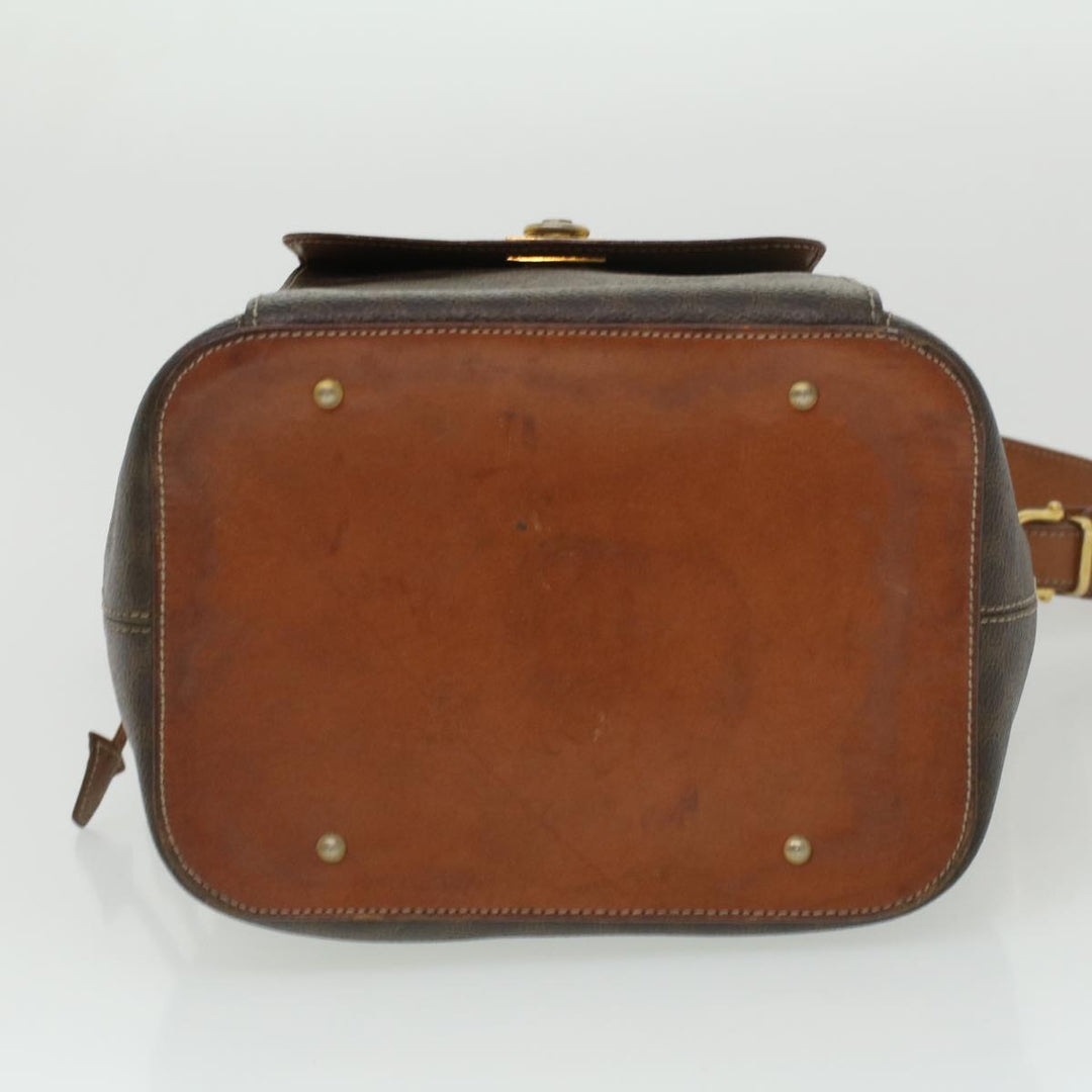 Celine Macadam Canvas Shoulder Bag PVC Leather Brown  38054