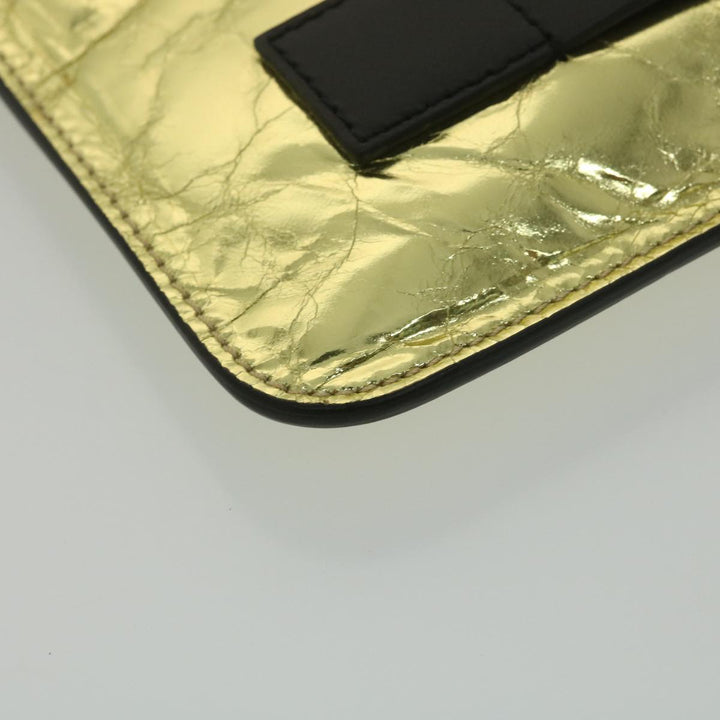 Top Quality Chanel Clutch Bag Metallic Leather Gold A82164 CC Auth 38172