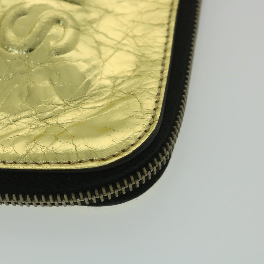 Top Quality Chanel Clutch Bag Metallic Leather Gold A82164 CC Auth 38172
