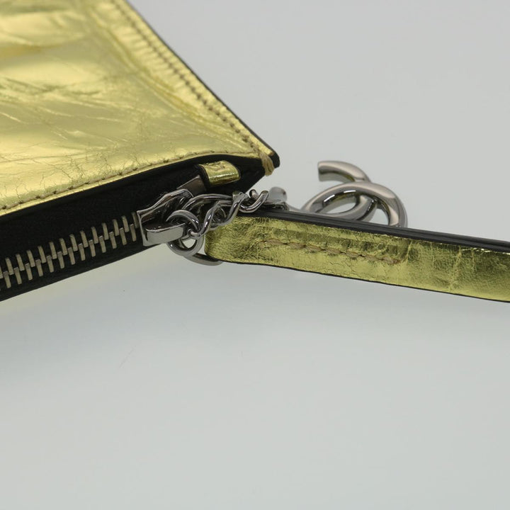 Top Quality Chanel Clutch Bag Metallic Leather Gold A82164 CC Auth 38172