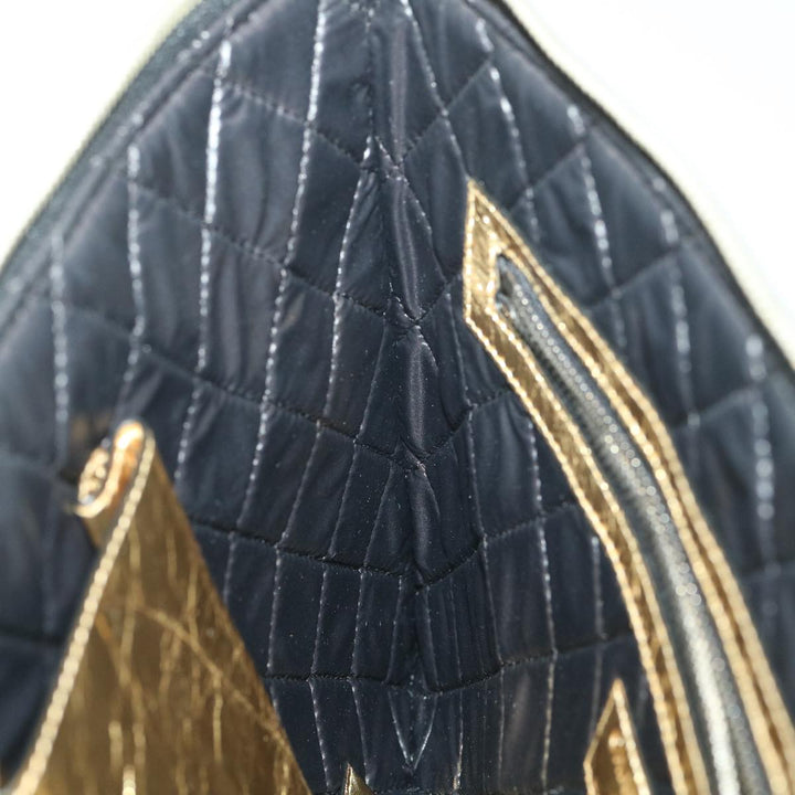 Top Quality Chanel Clutch Bag Metallic Leather Gold A82164 CC Auth 38172