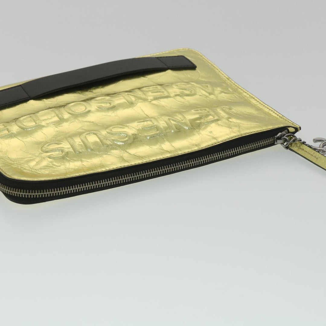 Top Quality Chanel Clutch Bag Metallic Leather Gold A82164 CC Auth 38172