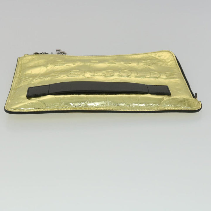 Top Quality Chanel Clutch Bag Metallic Leather Gold A82164 CC Auth 38172