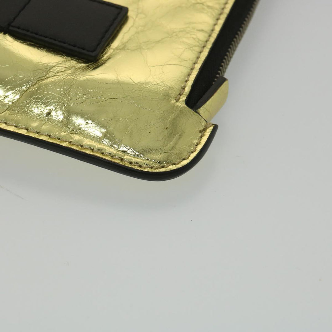Top Quality Chanel Clutch Bag Metallic Leather Gold A82164 CC Auth 38172